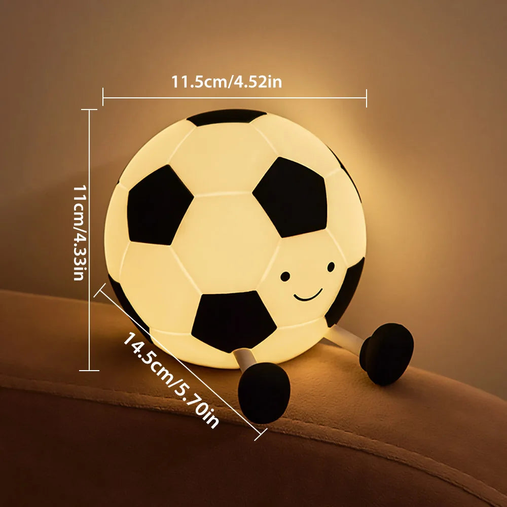 Cute Football Silicone Night Light – Soft Glow Bedside Lamp for Kids