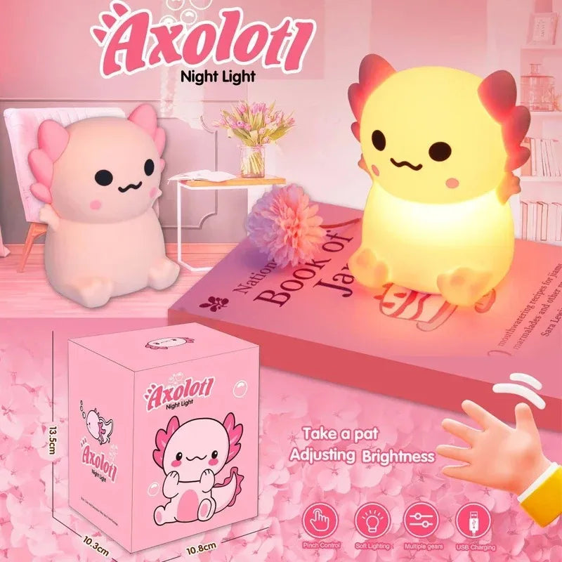 Axolotl Silicone Night Light – Soft Glow LED Lamp