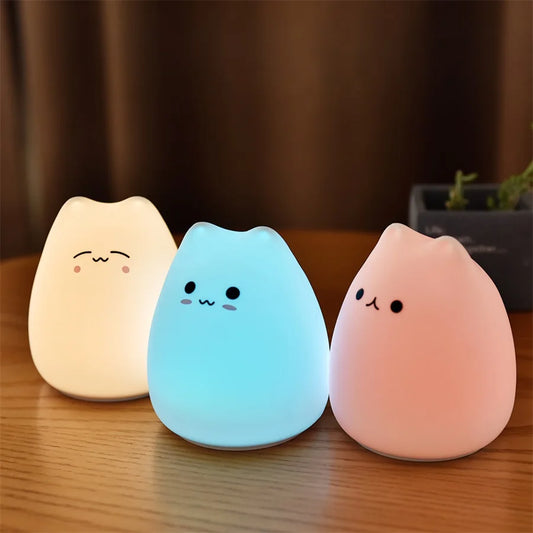 MeowGlow – 7-Colour Silicone Cat Night Light