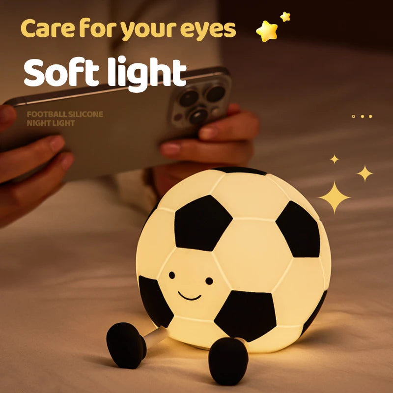 Cute Football Silicone Night Light – Soft Glow Bedside Lamp for Kids