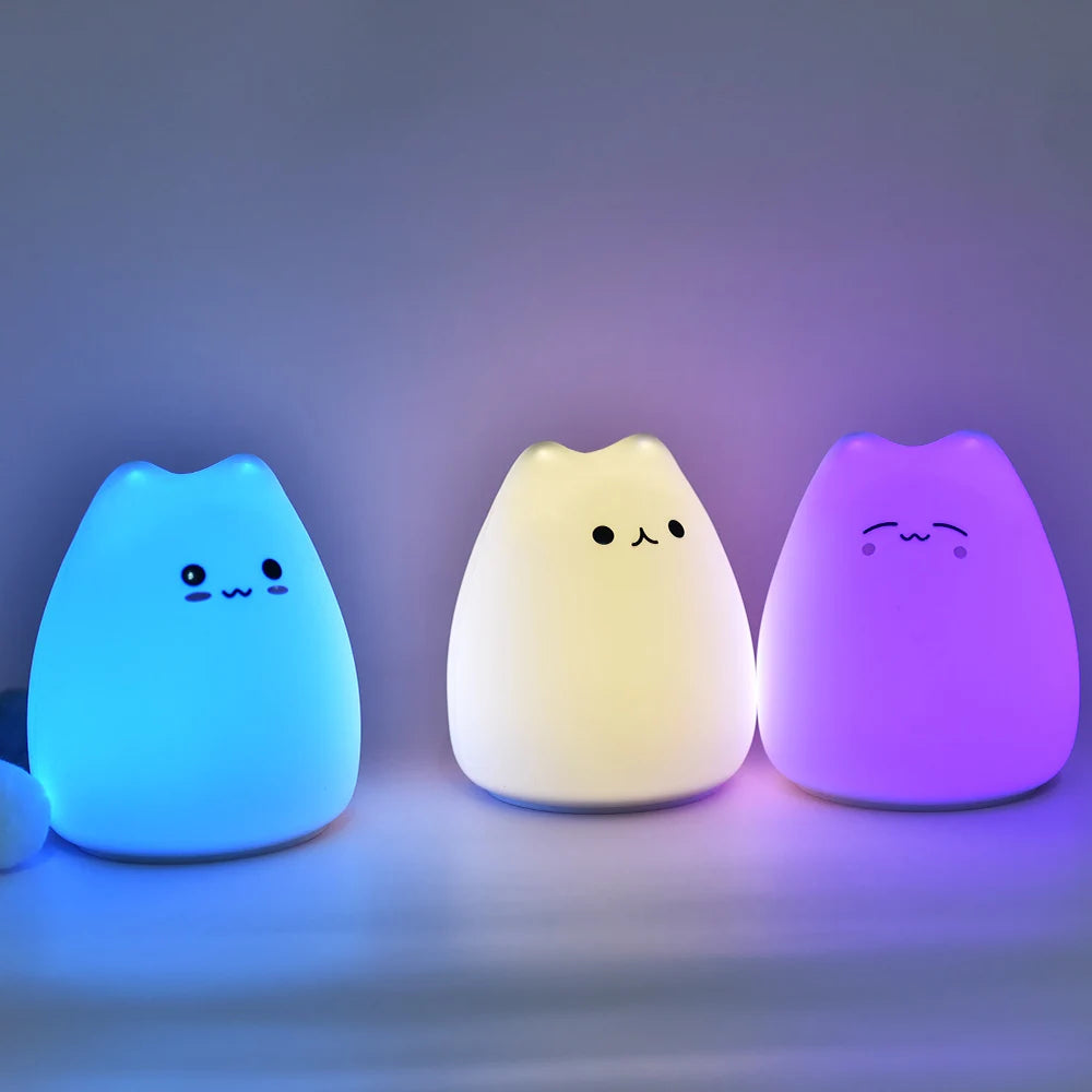 MeowGlow – 7-Colour Silicone Cat Night Light