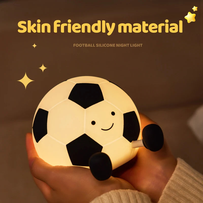 Cute Football Silicone Night Light – Soft Glow Bedside Lamp for Kids