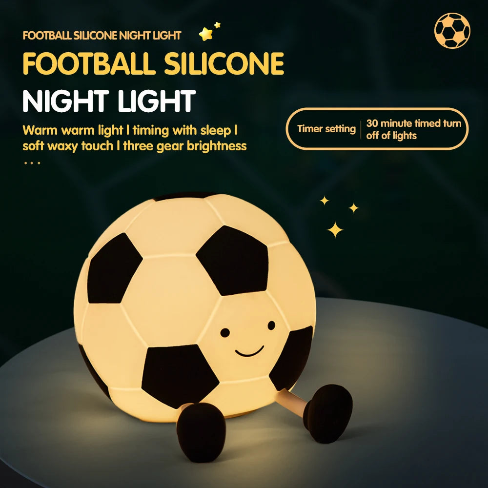 Cute Football Silicone Night Light – Soft Glow Bedside Lamp for Kids
