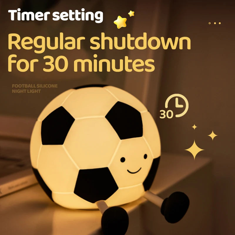 Cute Football Silicone Night Light – Soft Glow Bedside Lamp for Kids