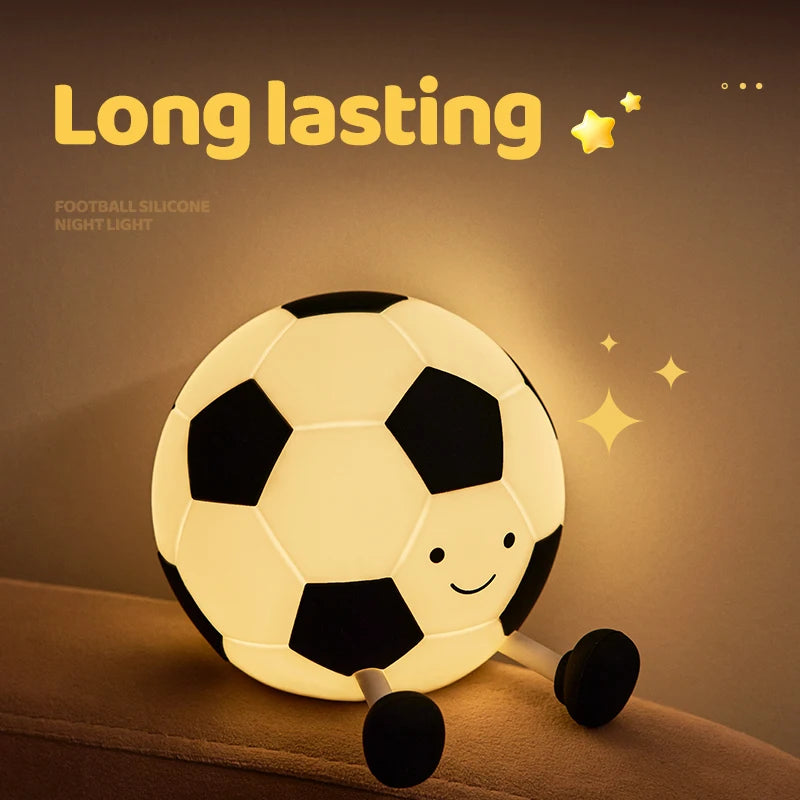 Cute Football Silicone Night Light – Soft Glow Bedside Lamp for Kids