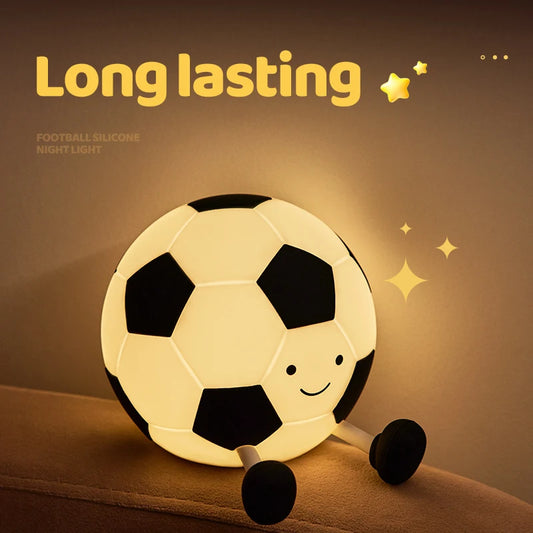 Cute Football Silicone Night Light – Soft Glow Bedside Lamp for Kids